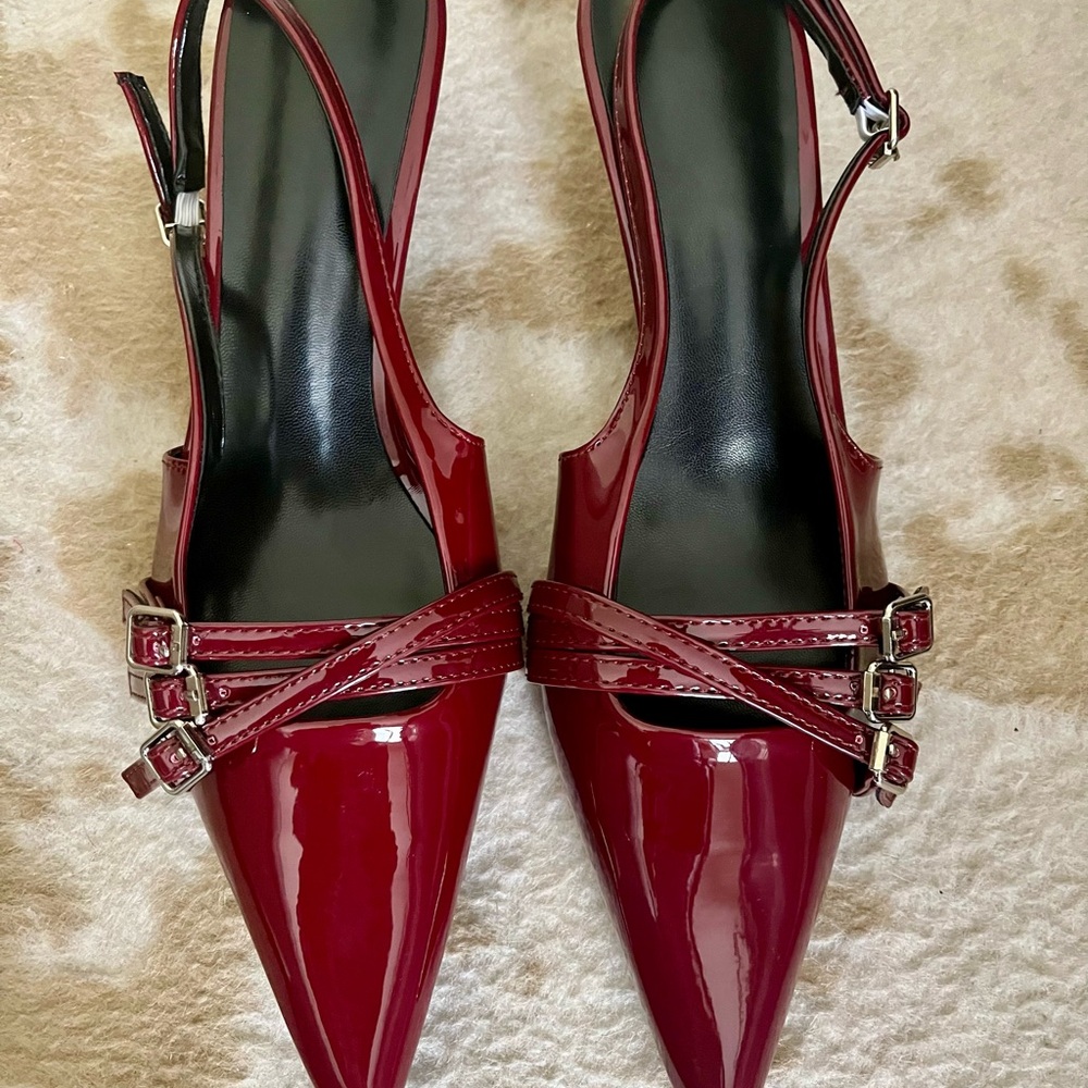 Elegant Burgundy Slingback Heels